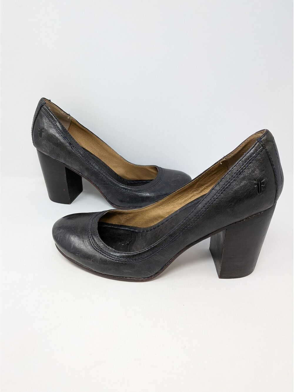 Frye Carson Pump Women’s Size 8.5M Black Leather Block Heel Shoes